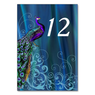 Chic Blue Satin Look Wedding Tischnummer Card