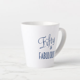 Chic Blue Script 50 & FABULOUS! 50. Geburtstag Milchtasse