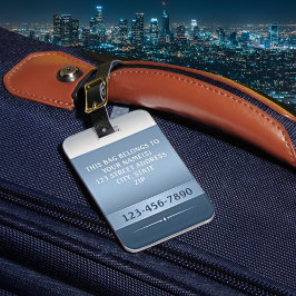 Chic Blue Silver Metallic Strip Gepäckmarke Gepäckanhänger