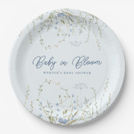 Chic Blue Sky Wildblumen Boy Baby Dusche Pappteller