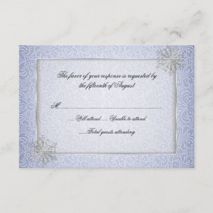 Chic Blue Snowflake Hochzeitkarte RSVP Karte