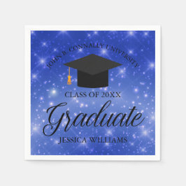 Chic Blue Sparkle Graduate Custom Graduate Party Serviette