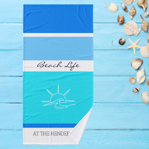 Chic Blue Stripes Ocean Beach House Badhandtuch Set