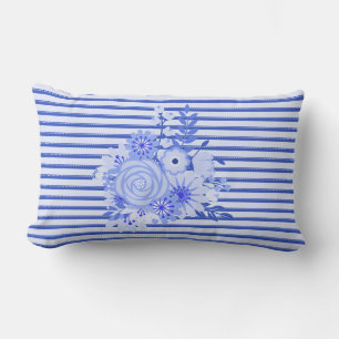Chic Blue Stripes Throw Kissen