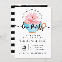 Chic Blue Teacup Tea Party Kinderdusche Einladung