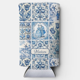 Chic Blue Toile de jouy Dolls and Blume Selters Dosenkühler