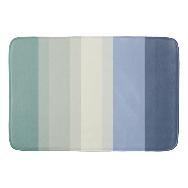 Chic Blue und Aquamarin Green Stripes Designer Badematte (Vorderseite)