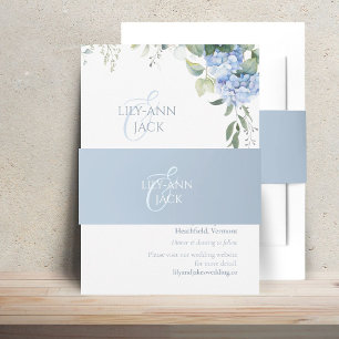 Chic Blue und White Hydrangea Wedding Einladungsbanderole