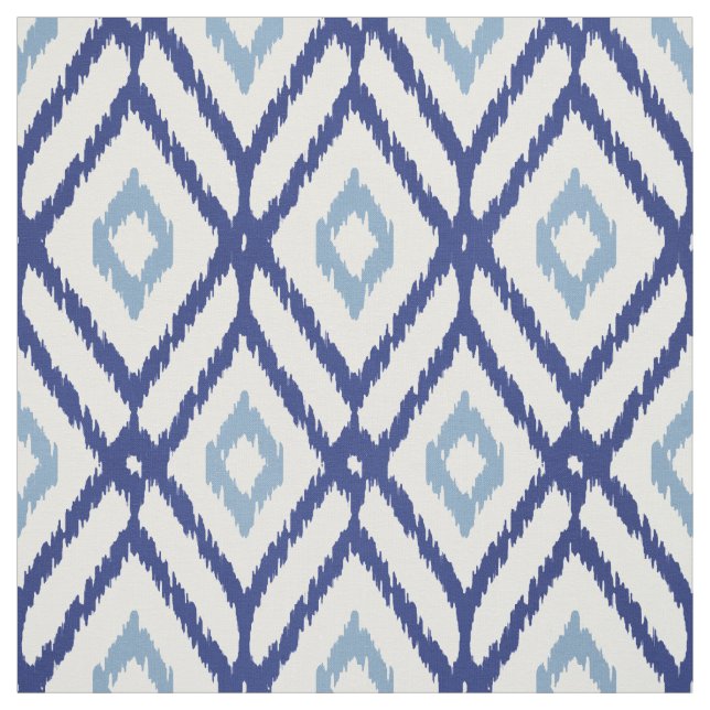 Chic blue und white ikat tribal diamond pattern stoff (Muster)