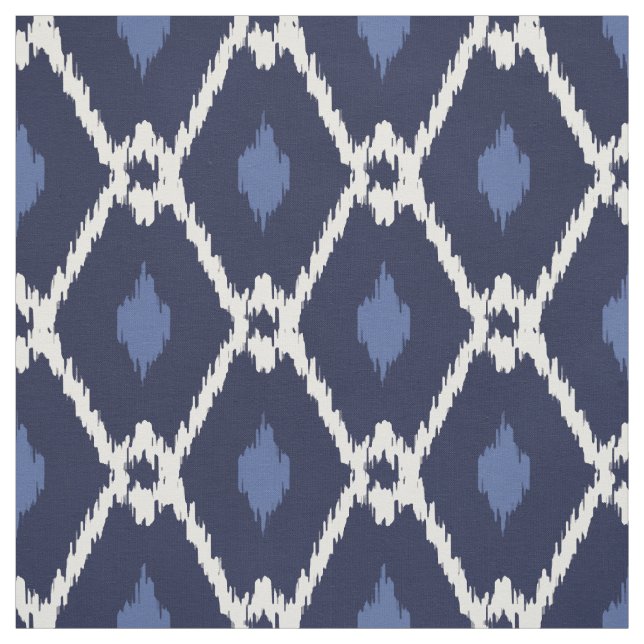 Chic blue und white ikat tribal diamond pattern stoff (Muster)