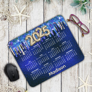 Chic blue unicorn dripping Glitzer 2025 Mousepad