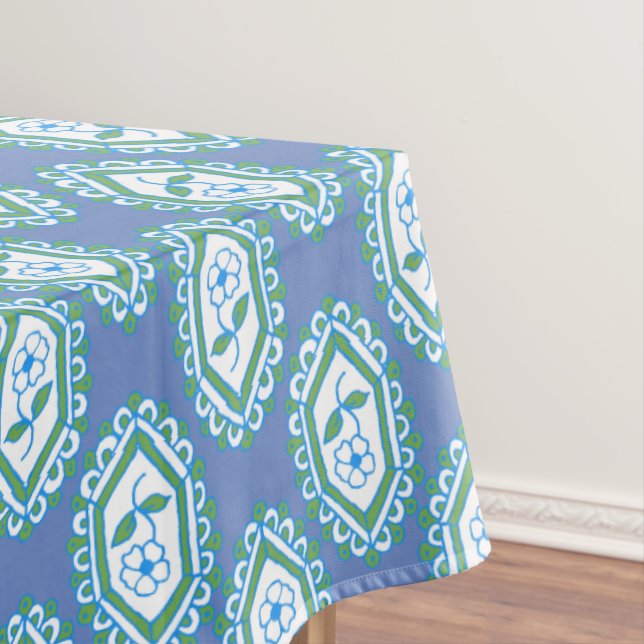 Chic Blue Vintag Periwinkle Blumenmuster Tischdecke (Beispiel)