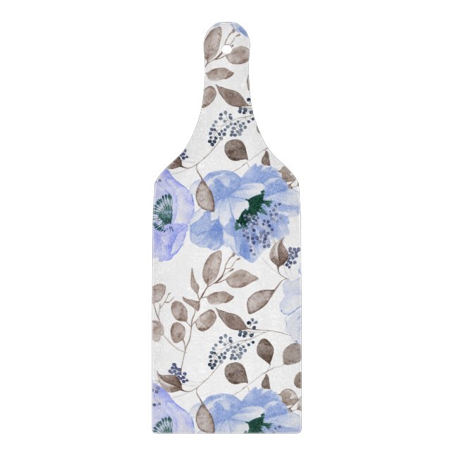 Chic Blue Watercolor Blume Cutting Board Schneidebrett (Vorderseite)