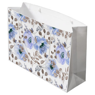 Chic Blue Watercolor-Blume Große Geschenktüte
