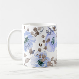 Chic Blue Watercolor-Blume Kaffeetasse