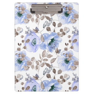 Chic Blue Watercolor-Blume Klemmbrett