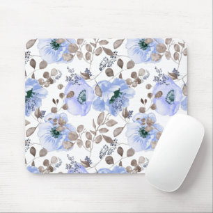 Chic Blue Watercolor-Blume Mousepad