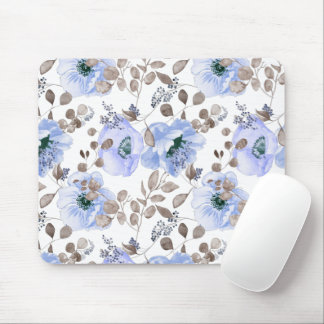 Chic Blue Watercolor-Blume Mousepad