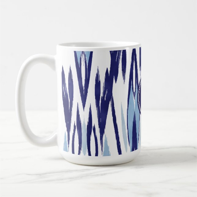 Chic blue-white aquarellicat-Muster Tasse (Links)