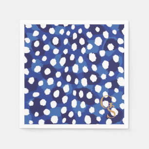 Chic Blue-White-Cheetah-Print-Monogramm Serviette