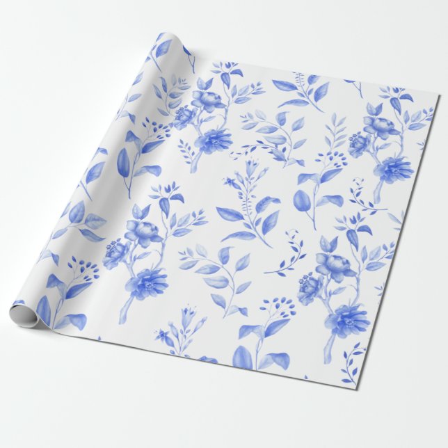 Chic Blue White Chinoiserie Florenz Geschenkpapier (Ungerollt)