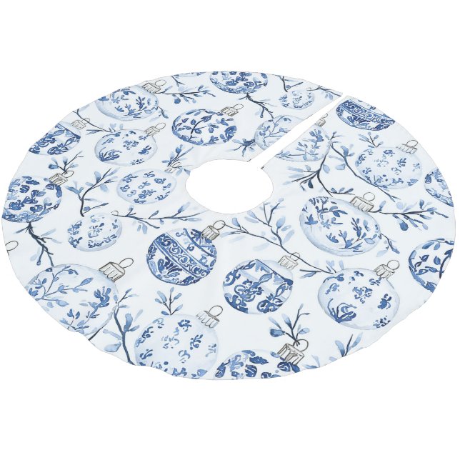 Chic Blue White Christmas Ornaments Polyester Weihnachtsbaumdecke (Schrägansicht)