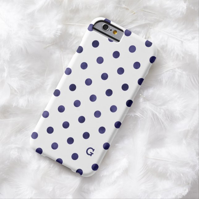 Chic blue-white polka dots muster monogramm Case-Mate iPhone hülle (Beispiel)