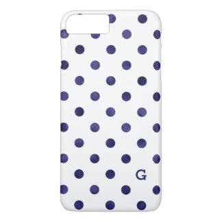 Chic blue-white polka dots muster monogramm Case-Mate iPhone hülle