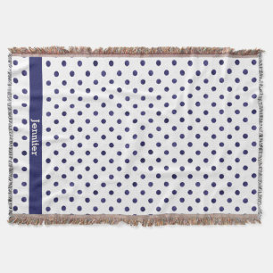 Chic blue-white polka dots muster monogramm decke