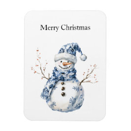 Chic Blue White Snowman Weihnachten Magnet
