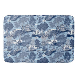 Chic Blue White Weilow Chinoiserie Hütte Badematte