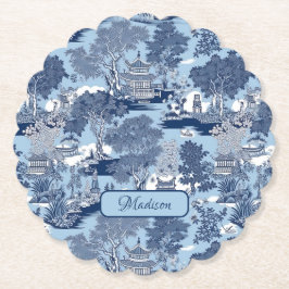 Chic Blue White Weilow Chinoiserie Hütte Untersetzer