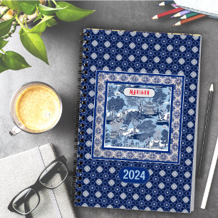 Chic Blue white willow chinoiserie toile monogramm Planer