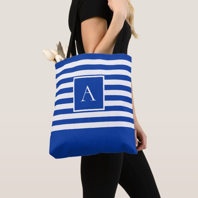 CHIC BLUE WHUE STRIPE Square Letter Monogram (Von Nahem)