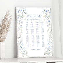 Chic Blue Wildblume Meadow Wedding Chart