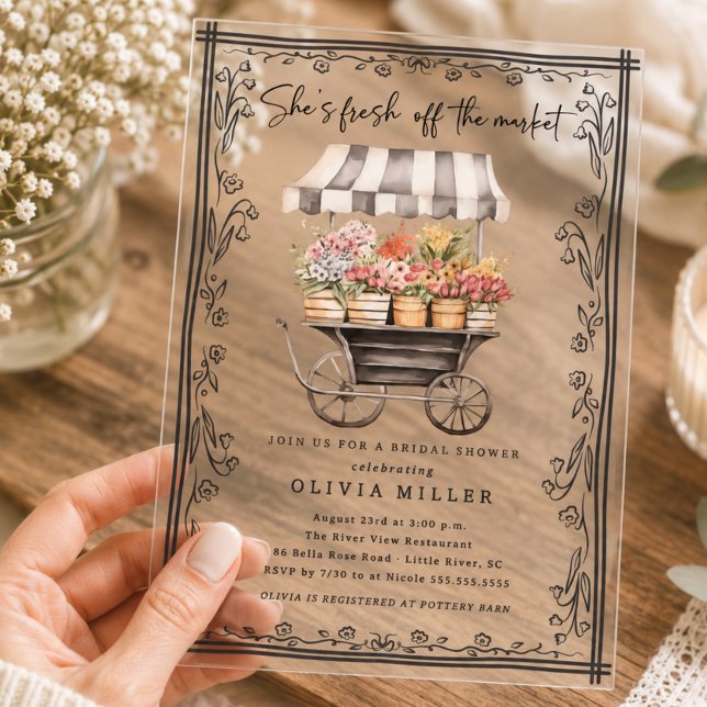 Chic Blume Cart Bridal Dusche Einladung (Von Creator hochgeladen)