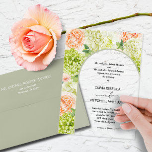 Chic Blume feiern Grüne Arche Hochzeit Acryleinladungen