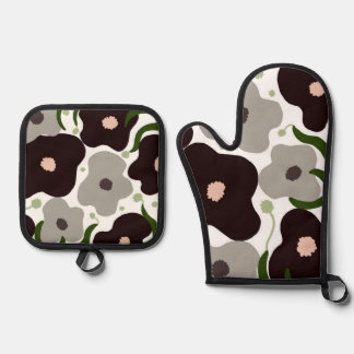Chic Blume Oven Mitt und Potholder Ofenhandschuh & Topflappen-Set