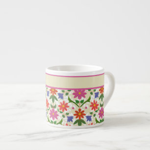 Chic Blume, Polka Dots auf Ecru Espresso Tasse