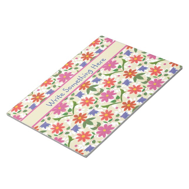 Chic Blume, Polka Dots auf Ecru Notepad oder Jotte Notizblock (angewinkelt)