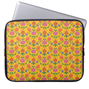 Chic Blume und Polka Dots auf Yello Laptop-Sieb Laptopschutzhülle