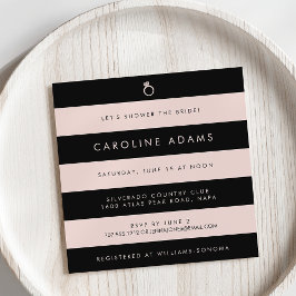 Chic Blush and Black Strip Brautparty Einladung