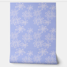 Chic Blush auf Periwinkle Blue Blume Doodle Tapete