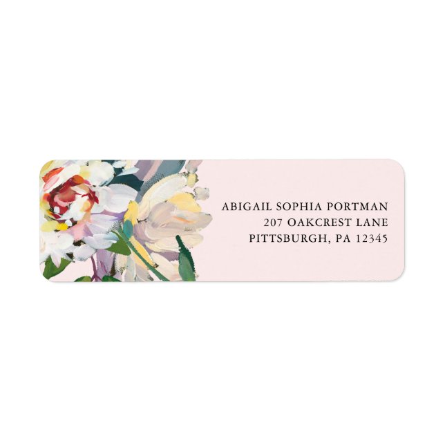 Chic Blush Blues Bouquet Wedding Mailing Label (Vorne)