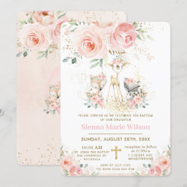 Chic Blush Blumenwald Taufe Christening Einladung