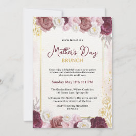 Chic Blush Botanical Floral Mother Day Brunch Einladung