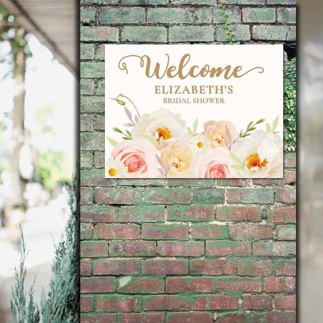 Chic Blush Brautparty Willkommen Poster (Blush floral bridal shower Welcome sign poster - INSTANT DOWNLOAD and/or PRINTED)