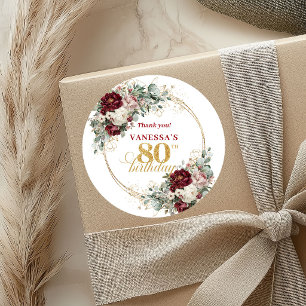 Chic Blush Burgundy 80. Geburtstag Aufkleber