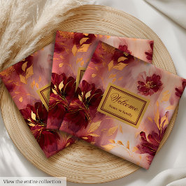 Chic Blush Burgundy Gold Floral Tuch Napkins Serviette