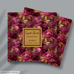 Chic Blush Burgundy Gold Wedding Guest Book Gästebuch